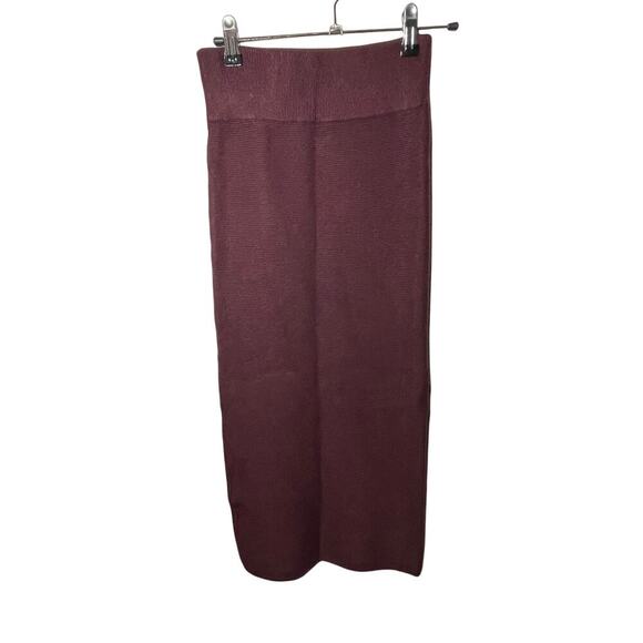 Express Dresses & Skirts - Express Burgundy Bodycon Pencil Knit Midi Skirt Women's Size Small